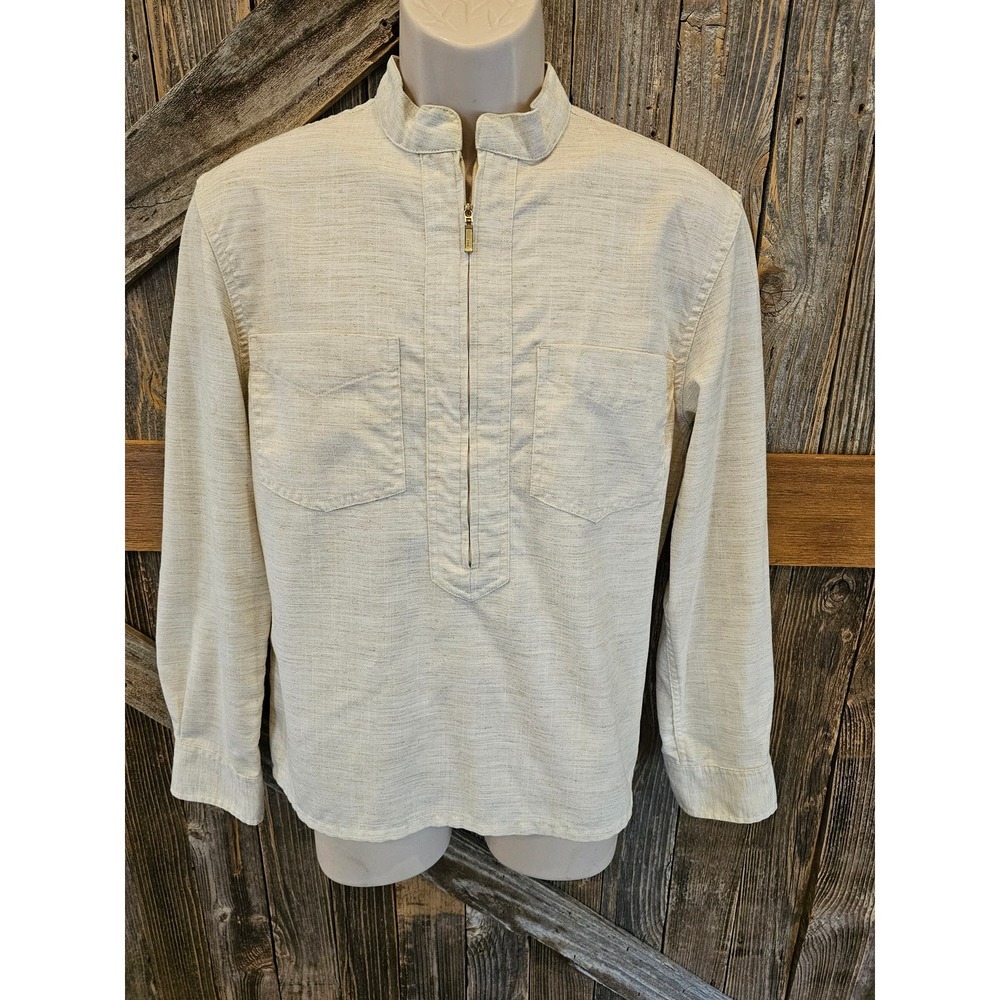 John Blair small mens half zip double chest pocket long sleeve ^